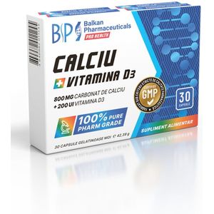 Mineralen - Calcium + Vitamine D3 - 30 Capsules - Balkan Pharmaceuticals -