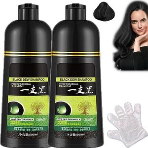 Yaguan Herbal Shampoo, Yaguan Black Dew Shampoo, Black Hair Dye Shampoo 3 In 1, Yaguan Brown Dew Shampoo, Instant Black Hair Dye Shampoo Kleur Voor Grijs Haar (Zwart-2 Flessen)