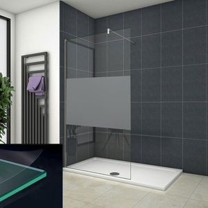 vrijstaande inloopdouche 100x200cm,douchescherm,10mm gezandstraald veiligheidsglas met explosie bestendige folie,nano easyclean antikalk, 140cm stabilisator