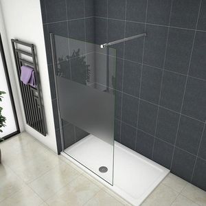 vrijstaande inloopdouche 110x200cm,douchescherm,10mm gezandstraald veiligheidsglas met explosie bestendige folie,nano easyclean antikalk, 73-120cm stabilisator