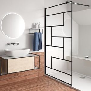 120x200cm Douchescheidingswand, douchewand, douchecabine, douchewand, 8 mm glas, met beschermende glasfolie,inclusief 140cm stabilisatiestang