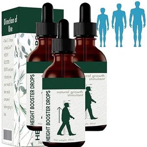 MediC Hoogte Booster Druppels, MediC Verhoog Druppels, Hoogte Groei Maximizer, Kruiden Verhoog Hoogte Essentiële Olie, Sci-Effect Hoogte Groei Olie (3 flessen)