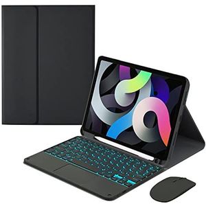 Toetsenbordhoes met Trackpad voor iPad Pro 12,9 inch 2017/2015 (2e en 1e generatie), Magnetisch Afneembaar Bluetooth Kleurenverlichting Toetsenbord met Potloodhouder,zwart