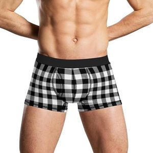 Zwart-wit Gingham Heren Ondergoed Ademend Boxer Korte Zachte Onderbroek S