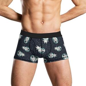 Schattig Bunny in Space herenondergoed, ademende boxershort, zachte onderbroek XL