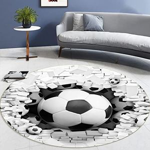 YEWIER Zwart en wit driedimensionale voetbal 3d tapijt woonkamer jongen slaapkamer decoratie nachtkastje studie computer stoel vloermat