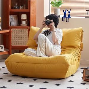 Open haard, Accent Togo Sofa met afneembare hoofdsteun vloer lounge stoel luie sofa accentstoel, 50D styling katoen en violette sponsvulling met afneembare kop (kleur: geel, maat: D)