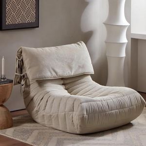 Open haard, Accent Togo Sofa met afneembare hoofdsteun vloer lounge stoel luie sofa accentstoel, 50D styling katoen en violette sponsvulling met afneembare kop (kleur: abrikoos, maat: C)
