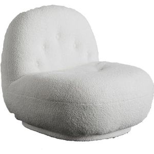 Extra diepe enkele bankstoel, comfortabele sherpa-stof gestoffeerde fauteuil met accent, comfortabele leesfauteuil, luie tatami kleine bankstoel voor woonkamer slaapkamer kantoor (kleur: wit)