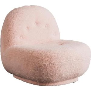 Extra diepe enkele bankstoel, comfortabele sherpa-stof gestoffeerde fauteuil met accent, comfortabele leesfauteuil, luie tatami, kleine bankstoel voor woonkamer, slaapkamer, kantoor (kleur: roze)