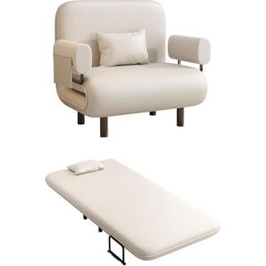 Tri-Fold converteerbare slaapbank stoel met afneembaar kussen en poten, 3-in-1 slaapstoel met 5 posities verstelbare rugleuning voor kinderkamer woonkamer kantoor (kleur: wit, maat: 157 cm)
