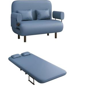 Tri-Fold converteerbare slaapbank stoel met afneembaar kussen en poten, 3-in-1 slaapstoel met 5 posities verstelbare rugleuning voor kinderkamer woonkamer kantoor (kleur: pauwblauw, maat: 157 cm)