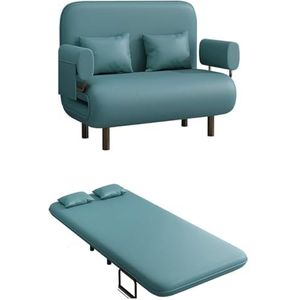Tri-Fold converteerbare slaapbank stoel met afneembaar kussen en poten, 3-in-1 slaapstoel met 5 posities verstelbare rugleuning voor kinderkamer woonkamer kantoor (kleur: pauwblauw, maat: 127 cm)