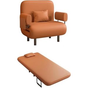 Tri-Fold converteerbare slaapbank stoel met afneembaar kussen en poten, 3-in-1 slaapstoel met 5 posities verstelbare rugleuning voor kinderkamer woonkamer kantoor (kleur: oranje, maat: 87 cm)