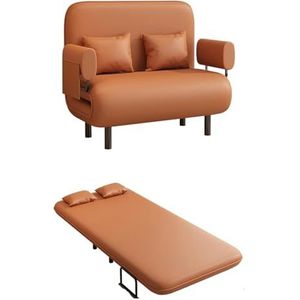 TiLeze Converteerbaar stoelbed, 3-in-1 slaapstoel met 5 posities verstelbare rugleuning en kussen, vrije tijd chaise loungebank met stevig stalen frame voor thuis en kantoor (kleur: oranje, maat: 127