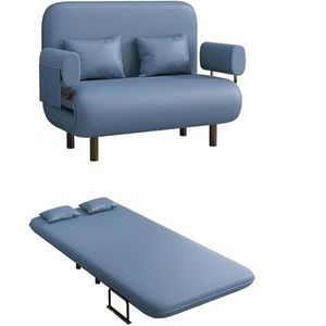 TiLeze Converteerbare slaapbank, 3-in-1 slaapstoel met 5 posities verstelbare rugleuning, kattenklauw huid stoffen fauteuils voor kinderkamer woonkamer kantoor pauw (kleur: blauw, maat: 157 cm)