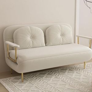 Converteerbare slaapbank slaapstoel, drievoudige gestoffeerde fauteuil slaper met kussen, opvouwbare vrijetijdschaise loungebank met 6 hoek verstelbare rugleuning wit-80 cm (kleur: wit, maat: 150 cm)