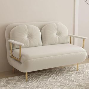 Converteerbare slaapbank slaapstoel, drievoudige gestoffeerde fauteuil slaper met kussen, opvouwbare vrijetijdschaise loungebank met 6 hoek verstelbare rugleuning wit-80 cm (kleur: wit, maat: 120 cm)