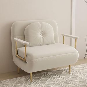 Converteerbare slaapbank slaapstoel, drievoudige gestoffeerde fauteuil slaper met kussen, opvouwbare vrijetijdschaise loungebank met 6 hoek verstelbare rugleuning wit-80 cm (kleur: wit, maat: 100 cm)