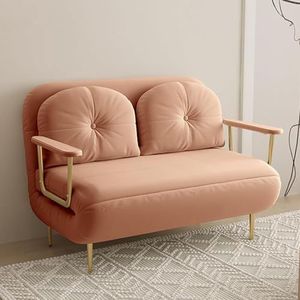 Converteerbare slaapbank slaapstoel, drievoudige gestoffeerde fauteuil slaper met kussen, opvouwbare vrijetijdschaise loungebank met 6 hoek verstelbare rugleuning wit-80 cm (kleur: oranje, maat: 120