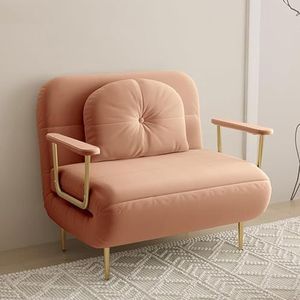 Converteerbare slaapbank slaapstoel, drievoudige gestoffeerde fauteuil slaper met kussen, opvouwbare vrijetijdschaise loungebank met 6 hoek verstelbare rugleuning wit-80 cm (kleur: oranje, maat: 100