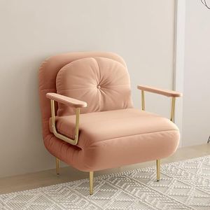 Converteerbare slaapbank slaapstoel, drievoudige gestoffeerde fauteuil slaper met kussen, opvouwbare vrijetijdschaise loungebank met 6 hoek verstelbare rugleuning wit-80 cm (kleur: oranje, maat: 80