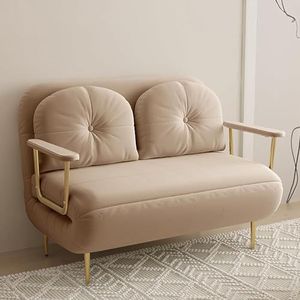 Converteerbare slaapbank slaapstoel, drievoudige gestoffeerde fauteuil slaper met kussen, opvouwbare vrijetijdschaise loungebank met 6 hoek verstelbare rugleuning wit-80 cm (kleur: kaki, maat: 120 cm)