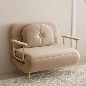 Converteerbare slaapbank slaapstoel, drievoudige gestoffeerde fauteuil slaper met kussen, opvouwbare vrijetijdschaise loungebank met 6 hoek verstelbare rugleuning wit-80 cm (kleur: kaki, maat: 100 cm)