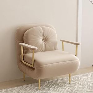 Converteerbare slaapbank slaapstoel, drievoudige gestoffeerde fauteuil slaper met kussen, opvouwbare vrijetijdschaise loungebank met 6 hoek verstelbare rugleuning wit-80 cm (kleur: kaki, maat: 80 cm)