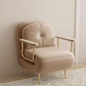 Converteerbare slaapbank slaapstoel, drievoudige gestoffeerde fauteuil slaper met kussen, opvouwbare vrijetijdschaise loungebank met 6 hoek verstelbare rugleuning wit-80 cm (kleur: kaki, maat: 68 cm)