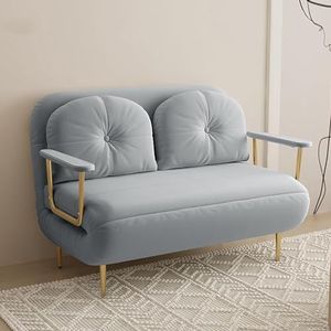 Converteerbare slaapbank slaapstoel, drievoudige gestoffeerde fauteuil slaper met kussen, opvouwbare vrijetijdschaise loungebank met 6 hoek verstelbare rugleuning wit-80 cm (kleur: blauw, maat: 120