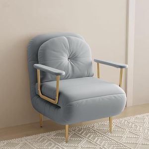 TiLeze Converteerbare slaapbank slaapstoel, drievoudige gestoffeerde fauteuil slaper met kussen, opvouwbare vrijetijdschaise loungebank met 6 hoek verstelbare rugleuning wit-80 cm (kleur: blauw, maat:
