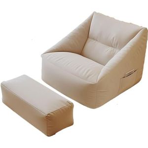 Comfortabele grote luie zitzak stoelen gevuld met hoge vloeibaarheid EPP-deeltjes, armleuning zitzak stoel woonkamer, slaapkamer (kleur: wit A, maat: B)