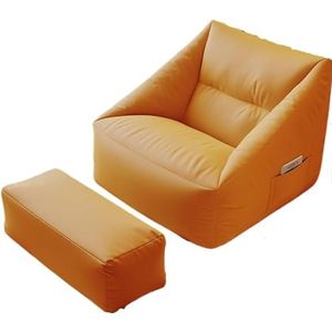 Grote luie zitzak bank met armleuningen, EPP-deeltjes gevulde grote luie zitzak stoelen, technische doek/katoen en linnen hoes (kleur: oranje a, maat: B)