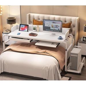 Laptoptafel met wielen, overbed bureau, computertafel, bedtafel, laptop bedtafel, voor thuis en slaapkamer (kleur: C, maat: 140 x 45 cm)
