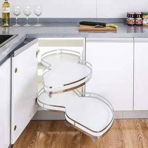 TiLeze Keukenkast hoek uittrekbare keukenopslag, hoekkast uittrekbare opslag voor 900 mm kasten, carrousel dubbele plank, keukenhoekcarrousel (wit rechts) (kleur: wit rechts)