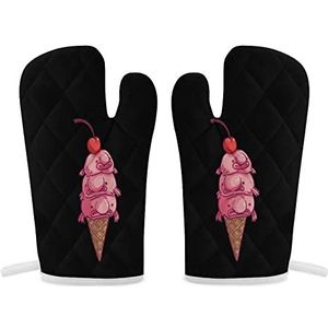 Blobfish Cherry Ice Cream Ovenwanten Hittebestendige Keuken Oven Handschoenen voor Koken Bakken BBQ