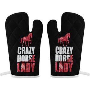 Crazy Horse Lady Ovenwanten Hittebestendige Keuken Oven Handschoenen voor Koken Bakken BBQ