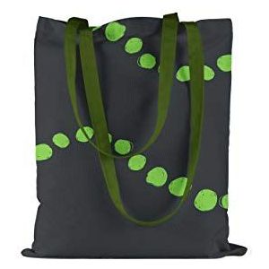 Bonamaison Boodschappentas met lange groene handgrepen, boodschappentas, machinewasbaar, opvouwbaar, canvas met lange handgrepen, grootte: 34 x 40 cm