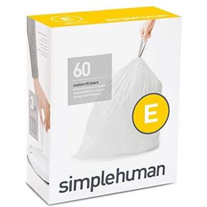 simplehuman CW0264 code Q maatwerk afvalzakken, vuilniszakken, 50-65 liter, 3 x pak van 20 (60 afvalzakken), wit plastic