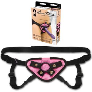 LUX FETISH Pink Velvet Strap-On Harness