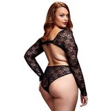 Baci - kanten bodysuit met open rug - zwart