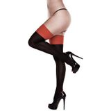 Baci - Black Opaque Red Cuban Heel Thigh Highs Queen Size
