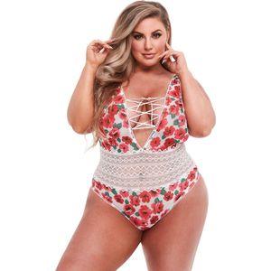 White Floral and Lace Body - Queen Size