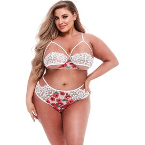 White Floral and Lace BH Set - Queen Size