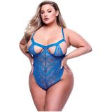 Baci Lingerie Teddy Body Sexy Strappy Lace, Queen Size Blauw