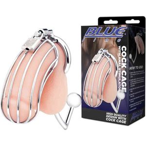 Blue Line - C&B GEAR Cock Cage with Anal Stimulator Chastity cage
