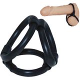 Seven Creations - Tri Ring Cock Cage - Vibrator - Zwart - Ø 40 Mm