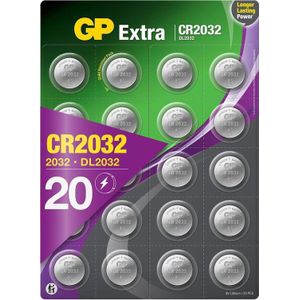 GP Extra Lithium CR2032 - batterijen CR2032 - 3V knoopcel batterij - 20 stuks