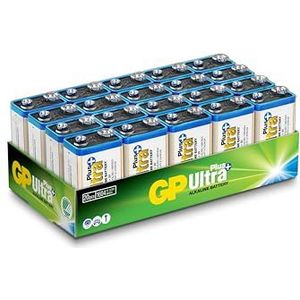 GP Ultra Plus 9 V, set van 20 batterijen, alkalinebatterijen 9 volt, transistor, lange levensduur